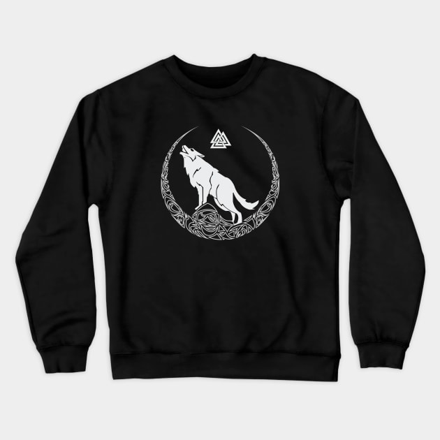 Viking Wolf of Odin Valknut Norse Mythology Crewneck Sweatshirt by soloartid